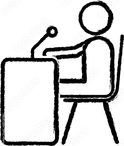 radio presenter icon grunge style vector