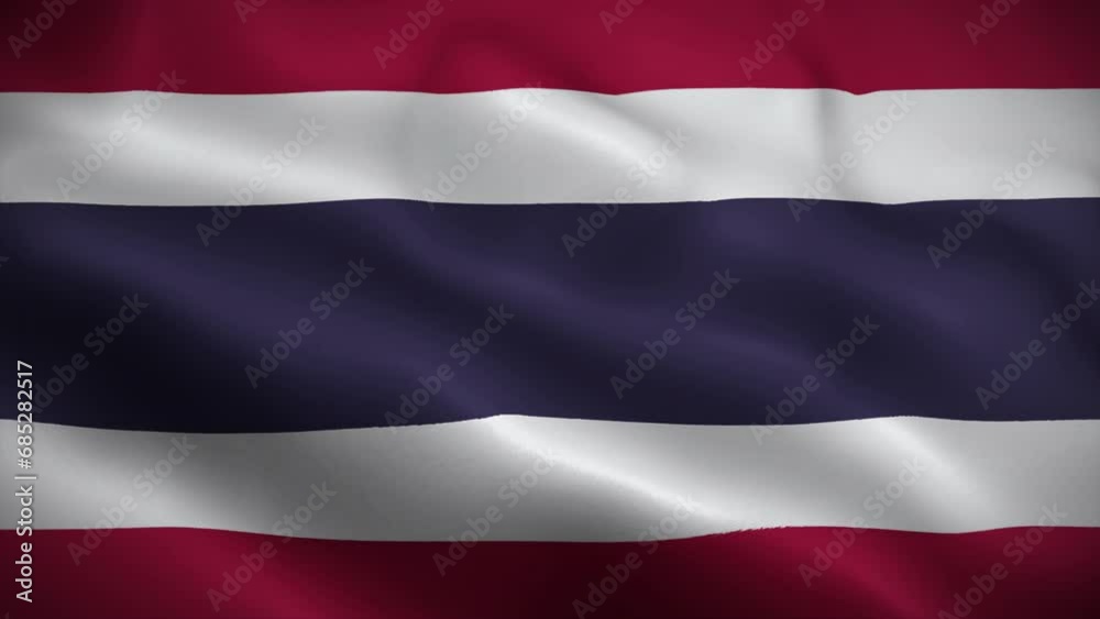 Thailand flag waving animation, perfect loop, official colors, 4K video Thailand flag waving animation, perfect loop, official colors, 4K video