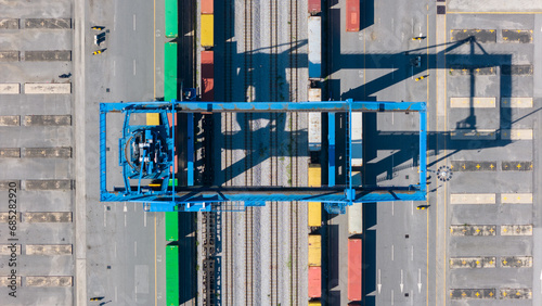 Bild auf Leinwand freight train container loading Port container go to Inland Container Depot Bang
