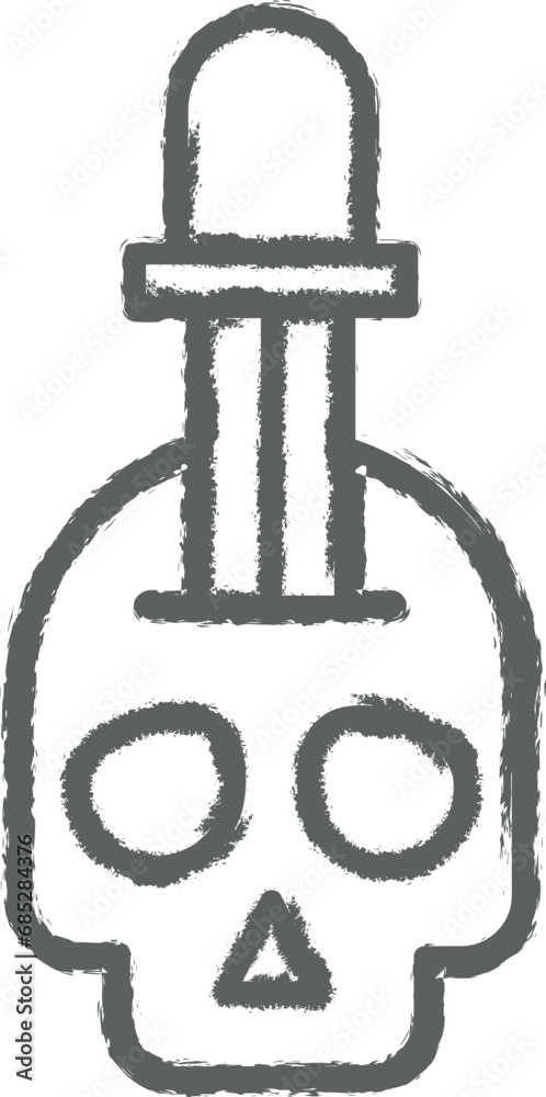 Skull, dagger, nasty outline icon grunge style vector Skull, dagger, nasty outline icon grunge style vector