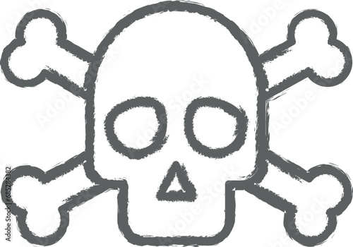 Skull, nasty outline icon grunge style vector