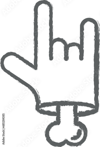bone hand, nasty outline icon grunge style vector