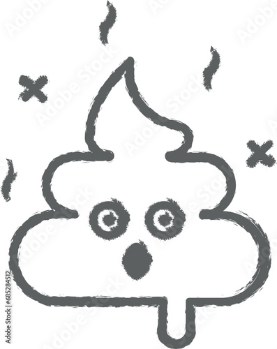 Poop, surprising outline icon grunge style vector