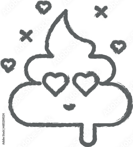 Poop, lovely, nasty outline icon grunge style vector
