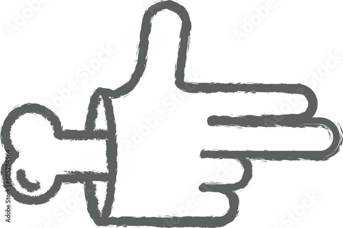 Hand gun, nasty outline icon grunge style vector
