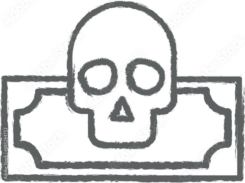Money, skull, nasty outline icon grunge style vector