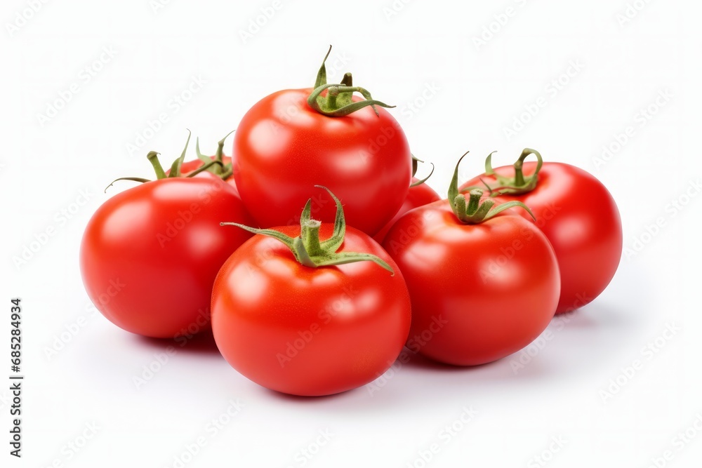 Close-up of fresh red tomatoes on white background Close-up of fresh red tomatoes on white background