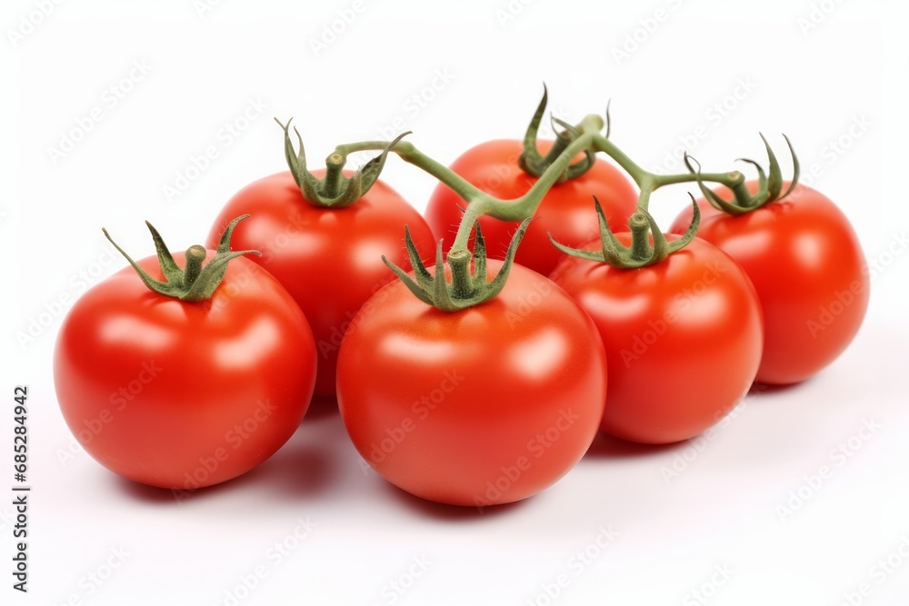 Close-up of fresh red tomatoes on white background