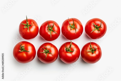 Close-up of fresh red tomatoes on white background