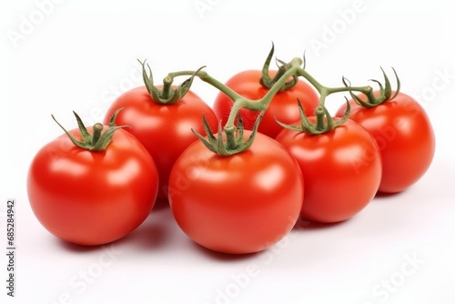 Close-up of fresh red tomatoes on white background