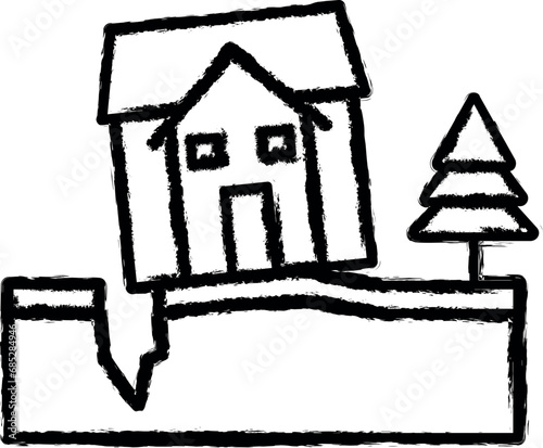 House, earthquake icon grunge style vector
