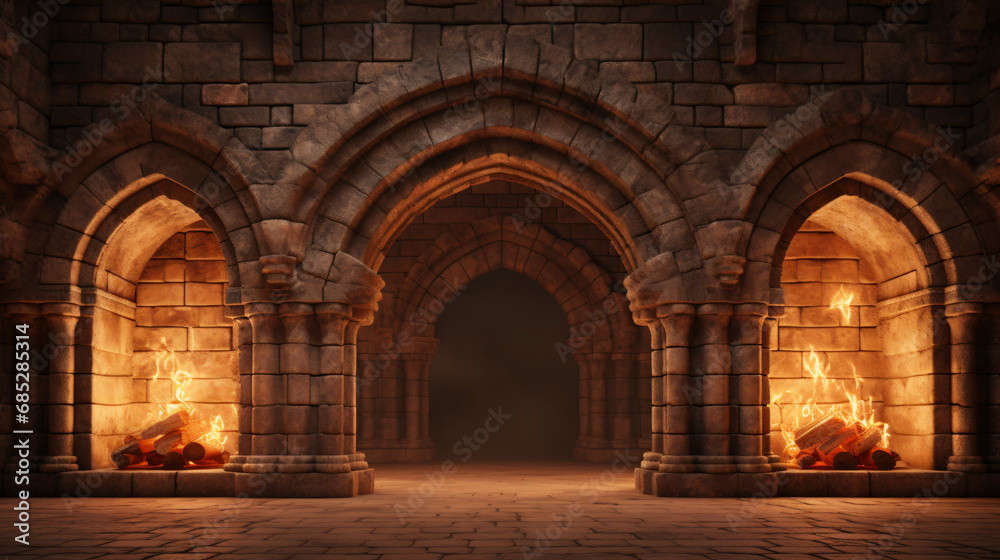 Ancient classic architecture stone arches - obrazy, fototapety, plakaty 