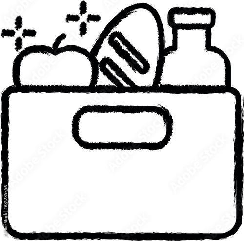 Donation box bread apple bottle icon grunge style vector