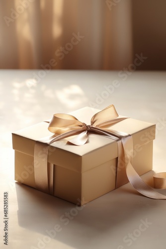 Unadorned blank gift box under soft natural light AI generated illustration