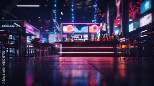 Unfocused mockup environment inspired by neon lights for product placement  AI generated illustration © ArtStage