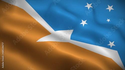 Tierra Del Fuego flag waving animation, perfect loop, official colors, 4K video photo