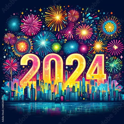 Happy new year 2024.Illustration