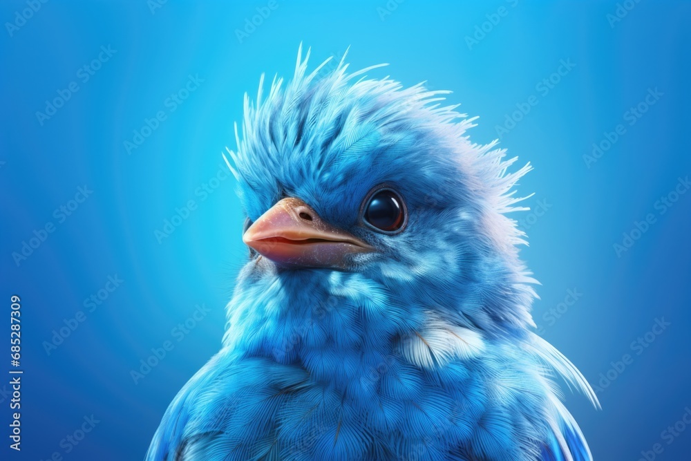A close-up view of a blue bird against a blue background. This image can be used to depict nature, wildlife, or the beauty of birds in their natural habitat. A close-up view of a blue bird against a blue background. This image can be used to depict nature, wildlife, or the beauty of birds in their natural habitat.