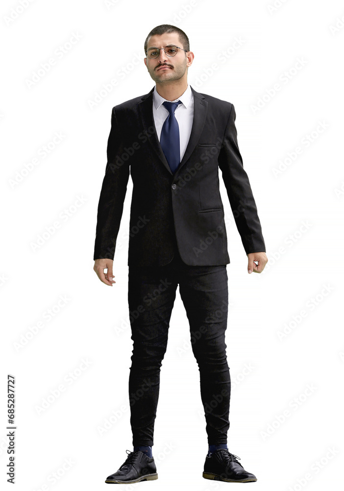 full-length portrait of a young man. standing isolated on white background