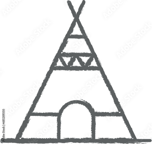 Prehistoric teepee icon grunge style vector
