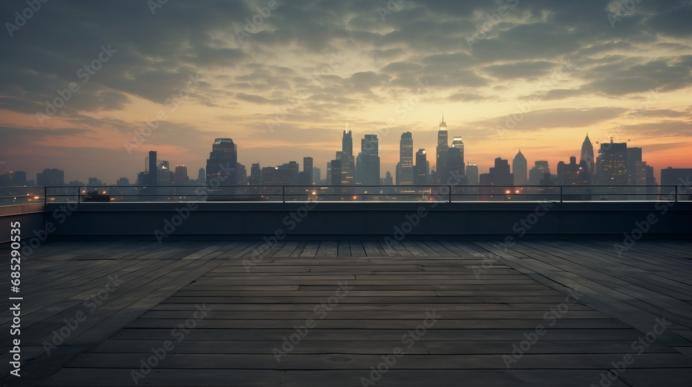 Empty rooftop with spectacular city views  AI generated illustration
