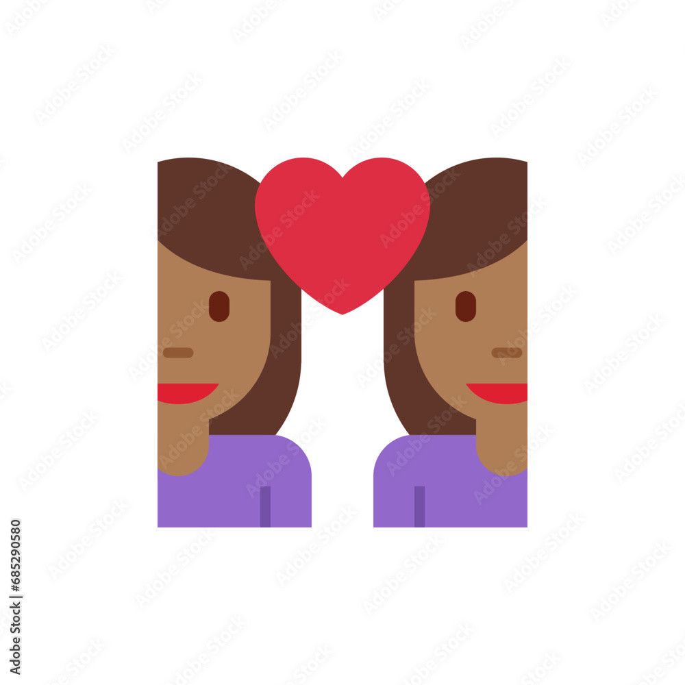 Couple with Heart: Woman, Woman, Medium-Dark Skin Tone Couple with Heart: Woman, Woman, Medium-Dark Skin Tone