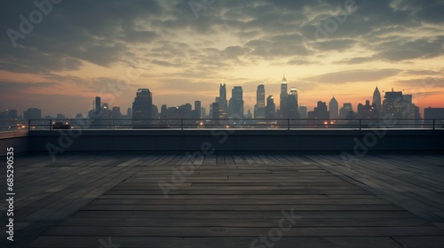 Empty rooftop with spectacular city views AI generated illustration