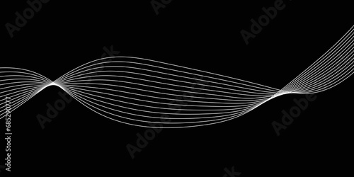 Abstract Black background with a glowing abstract waves. Abstract wave element for design. Digital frequency track equalizer, Futuristic background design. Long exposure, Light painting photography.