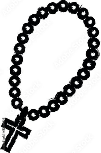 christian rosary outline icon grunge style vector