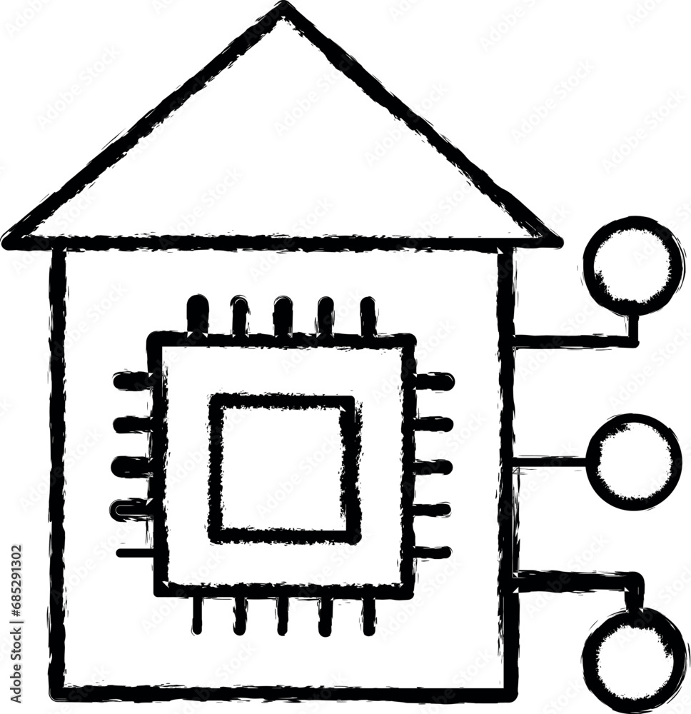 Robotic technology house icon grunge style vector Robotic technology house icon grunge style vector
