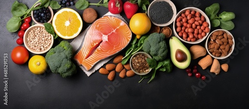 Smart carbohydrate rich vitaminized antioxidant rich foods for diabetic diet copy space image photo