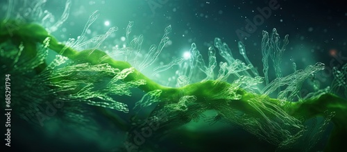 Probably Chaetoceros pseudocurvisetus or C curvisetus a selective focus image of marine phytoplankton copy space image