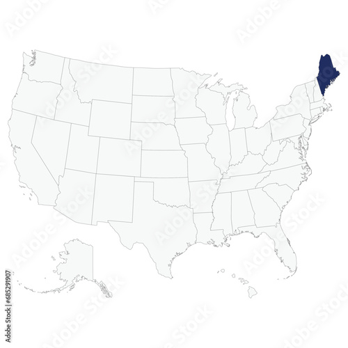 Map of Maine state of USA. USA map