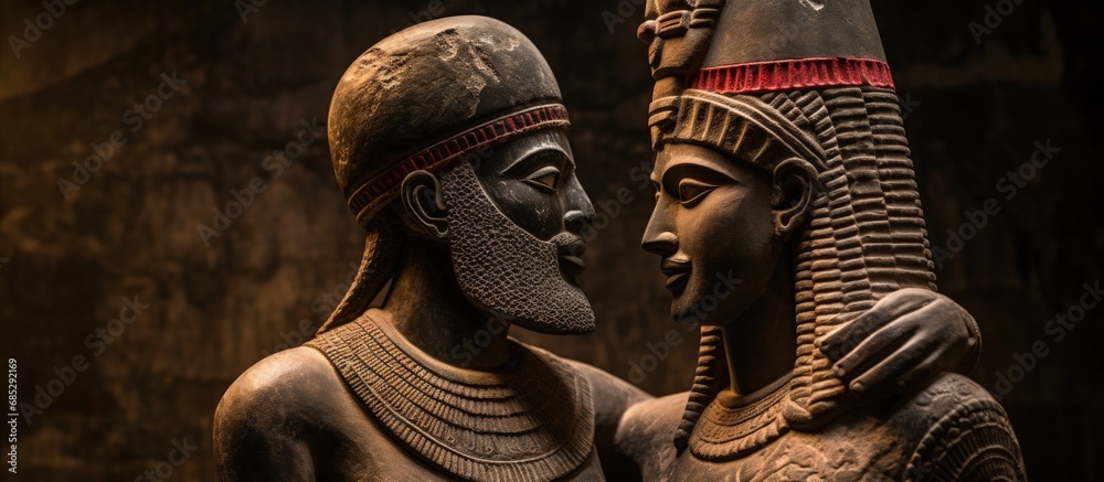 Mesopotamian sculpture from the ancient empires of Babylonia and Assyria copy space image - obrazy, fototapety, plakaty 