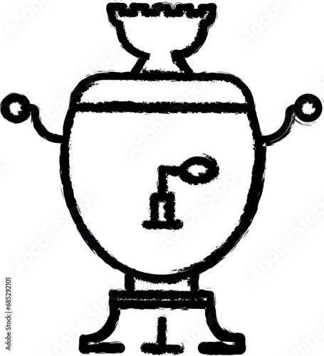 Russian, culture, samovar icon grunge style vector