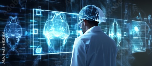 Surgeon diagnosing and anal...