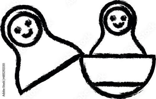 Russian, culture, doll, matrioshka icon grunge style vector