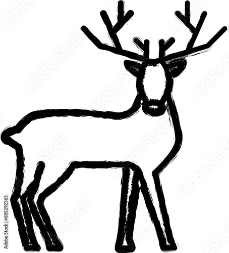 Russian, culture, doe, deer icon grunge style vector