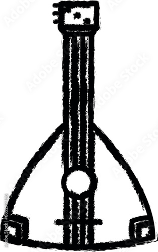 Russian, culture, balalaika, instrument icon grunge style vector