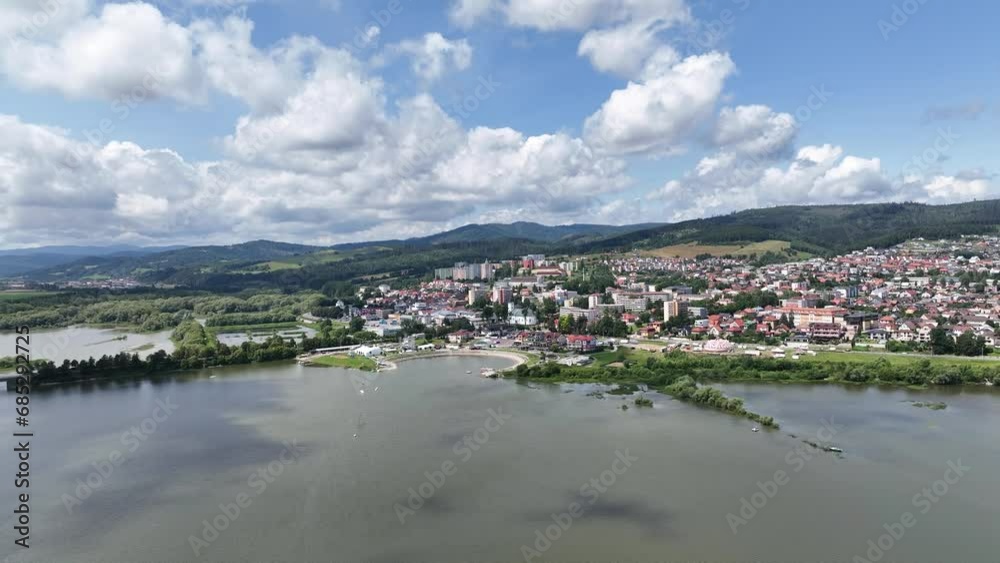 Aerial view of the recreational zone in the town of Namestovo in Slovakia Aerial view of the recreational zone in the town of Namestovo in Slovakia