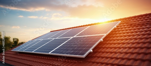 Solar panels on house roof ...