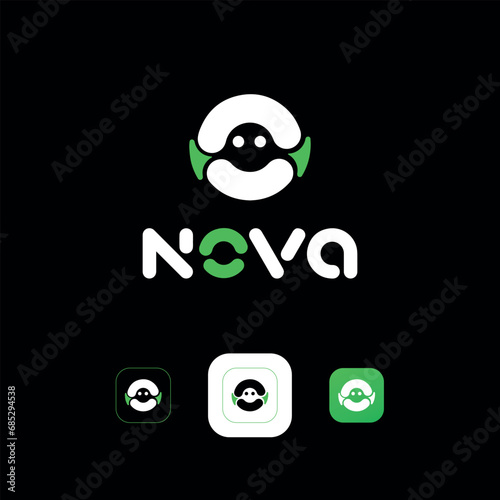 Image vectorielle circulaire d'intelligence artificielle.Logo template Nova. Symbole et icône sans fin, illustration vectorielle dans un style moderne et épuré facile à modifier