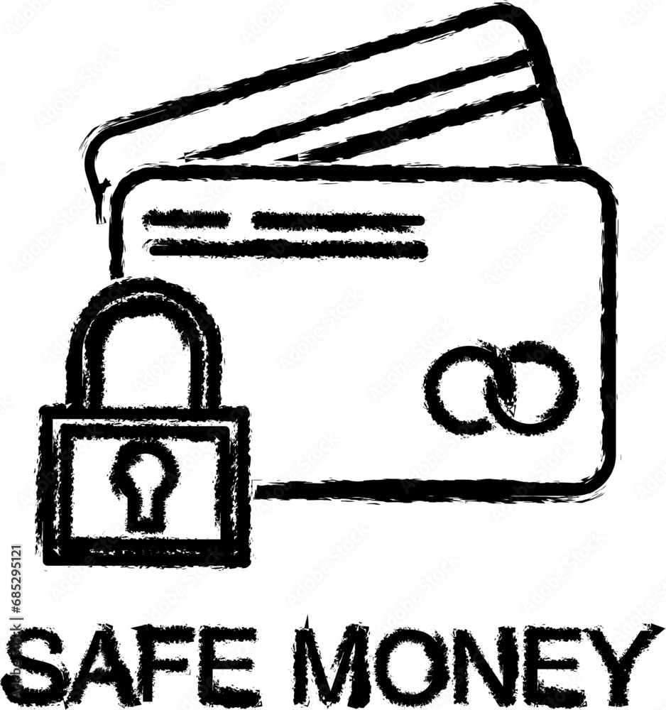 safe money outline icon grunge style vector safe money outline icon grunge style vector