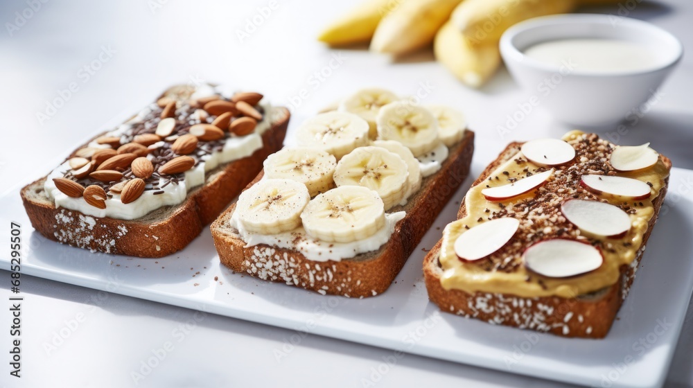 Delicious Almond Butter Toast with Banana and Chia Seeds