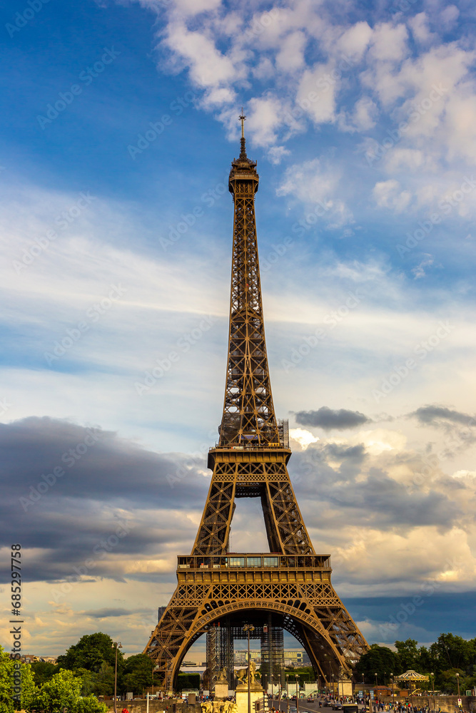 Eiffel Tower in Paris during beautiful sunset, France