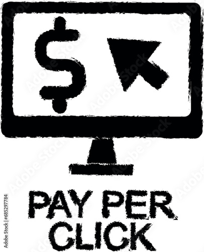 pay per click icon grunge style vector