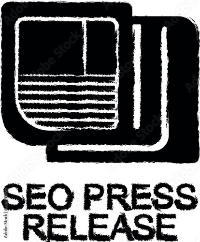 press release seo icon grunge style vector