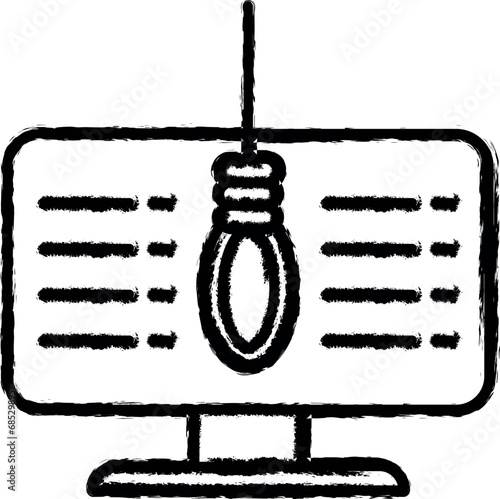 Computer, cyber, robbery icon grunge style vector