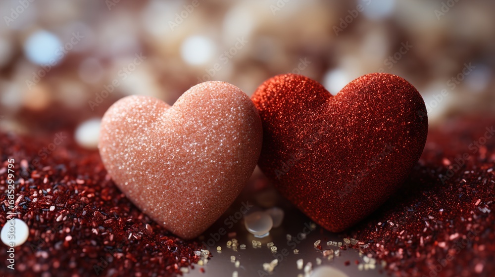 Fototapeta premium Shining and Glittering valentine heart _Sprinkled Sand AI 