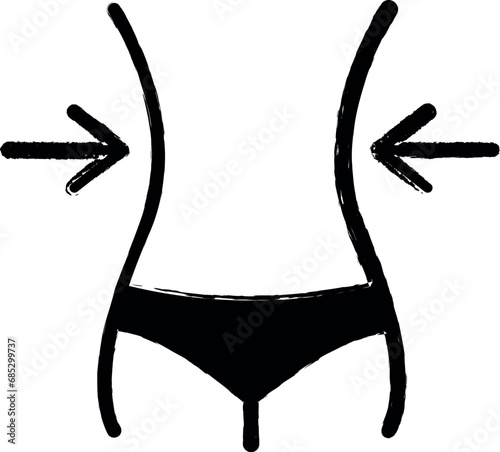 waist outline icon grunge style vector